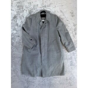 VTG London Fog Trench Coat 1970's Mens 40 Short Black Plaid - Removable Lining